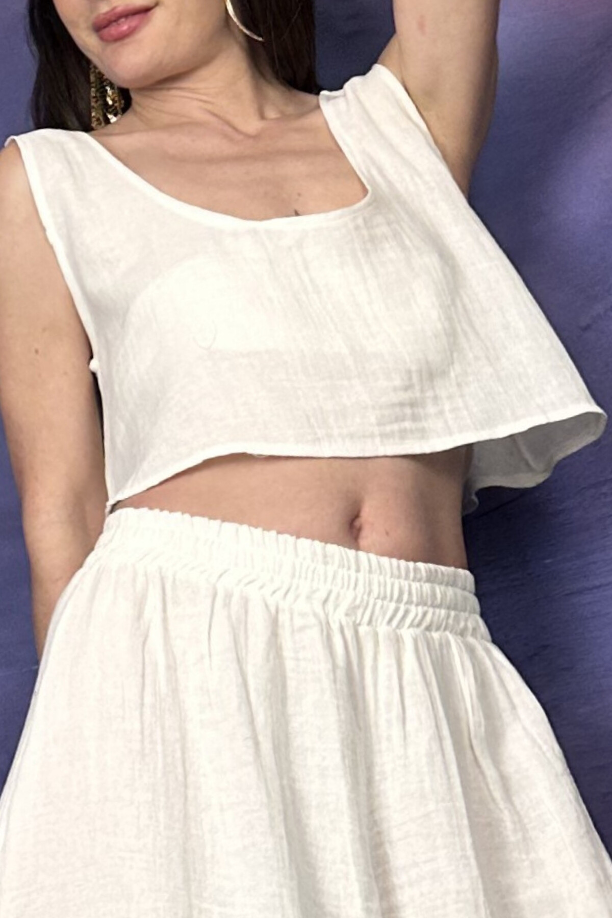 BAMBU CROP ASKILI BLUZ