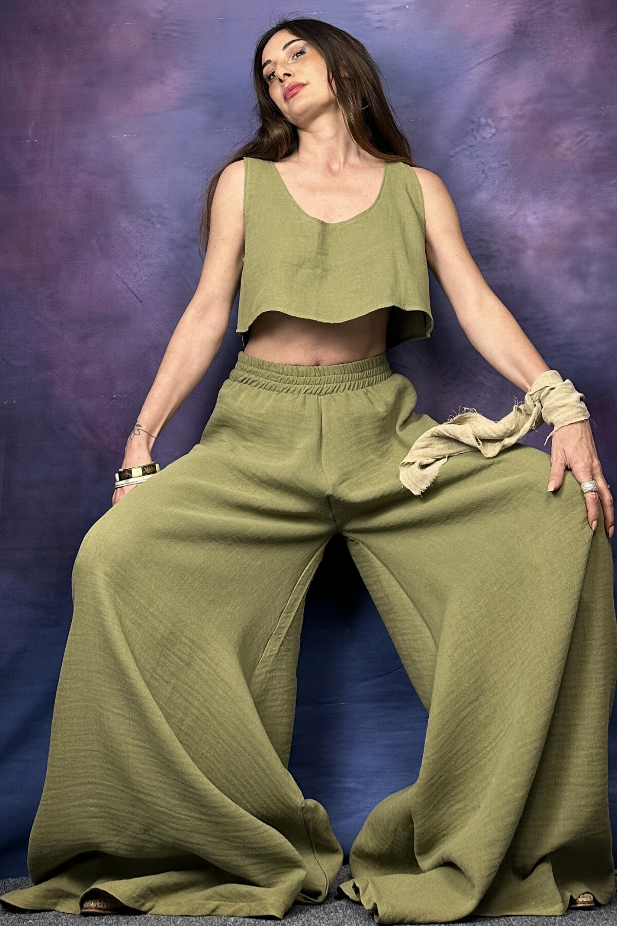 BAMBU CROP ASKILI BLUZ