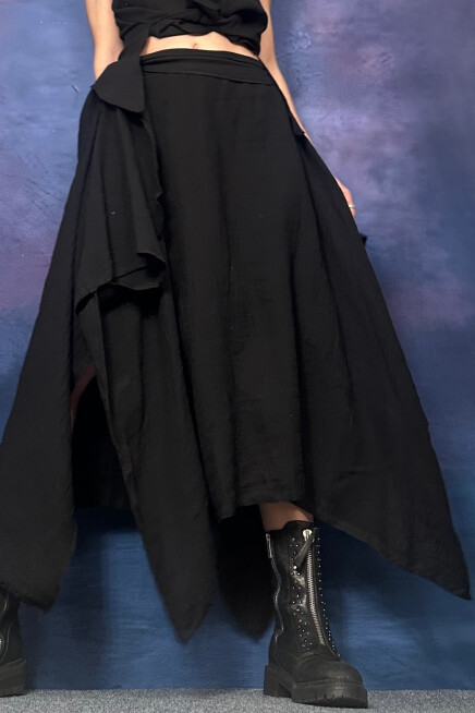 BAMBU KUMAŞ ASİMETRİK ETEK