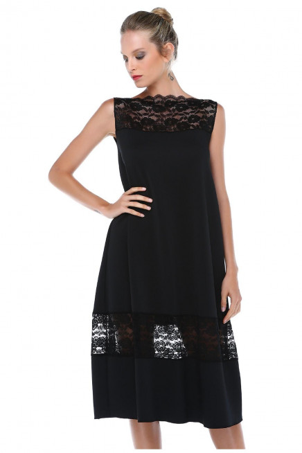 DANTEL DETAYLI SCUBA ELBİSE 