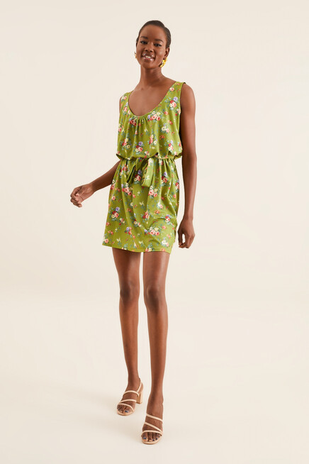 GENİŞ KESİM KEMERLİ ELBİSE 