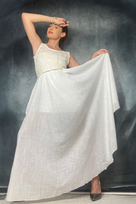 PAMUKLU MAXİ UZUN ELBİSE