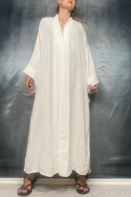 TAŞ BASKI HANDMADE BAMBU KUMAŞ KİMONO PLAJ