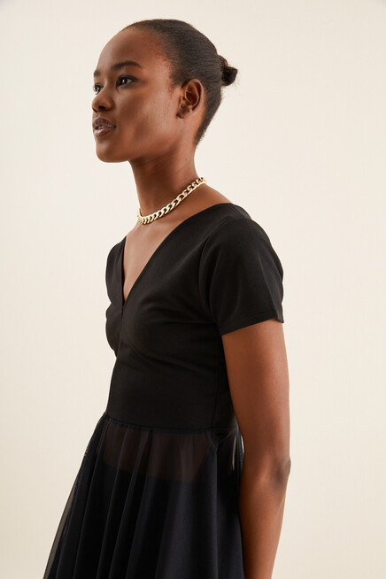 V YAKA TÜL DETAY TUNİK