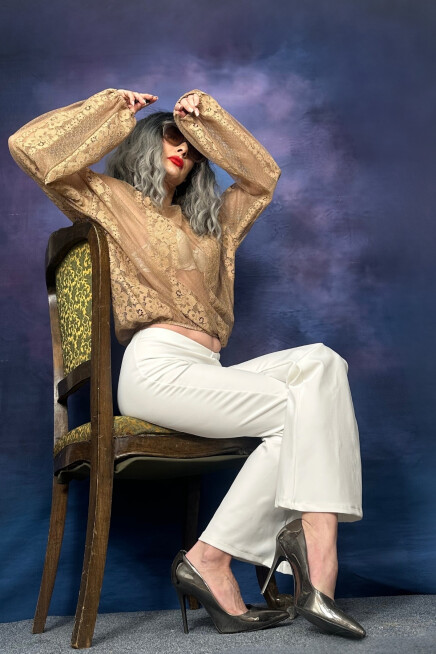 BALON KOL DANTELLİ BEJ BLUZ