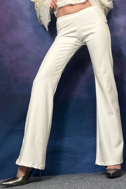 GENİŞ PAÇA DAR KESİM BEYAZ SCUBA PANTOLON