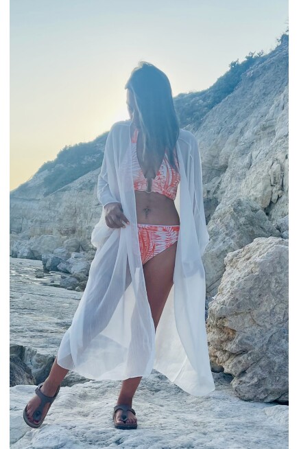 Beyaz Şifon Kimono