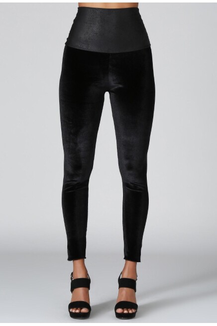 DERİ KEMERLİ KADİFE TAYT  