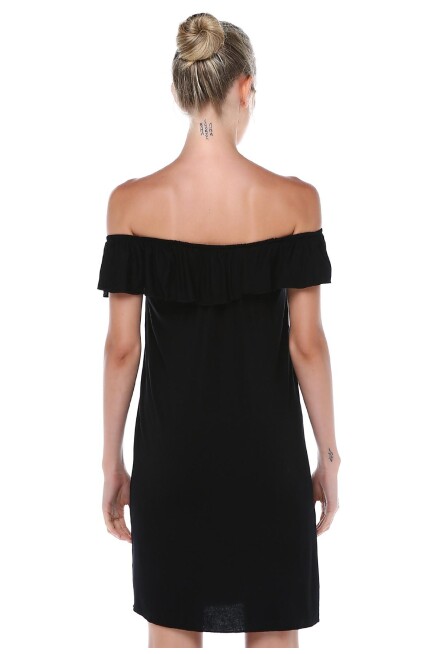 FIRFIR YAKALI MİDİ ELBİSE 