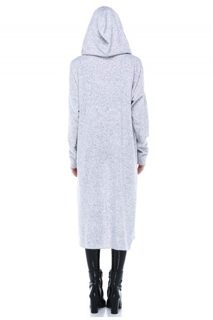KAPŞONLU DÖKÜMLÜ UZUN HIRKA  