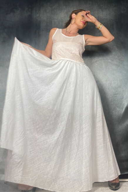 PAMUKLU MAXİ UZUN ELBİSE