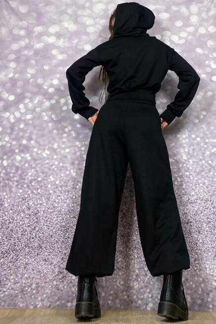 SİYAH LASTİKLİ PAÇA CEPLİ MODAL KUMAŞ PANTOLON /EŞOFMAN