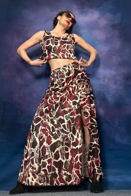 YIRTMAÇLI DESENLİ VEREV KESİM KREP ETEK