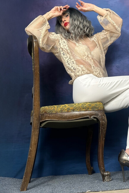 BALON KOLLU DANTEL AÇIK BEJ BLUZ