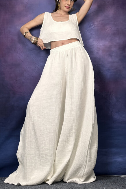 BAMBU CROP ASKILI BLUZ