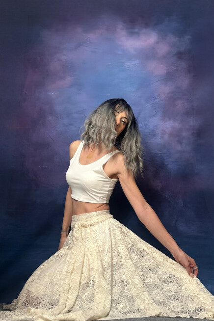 EKRU DANTEL ASİMETRİK ETEK