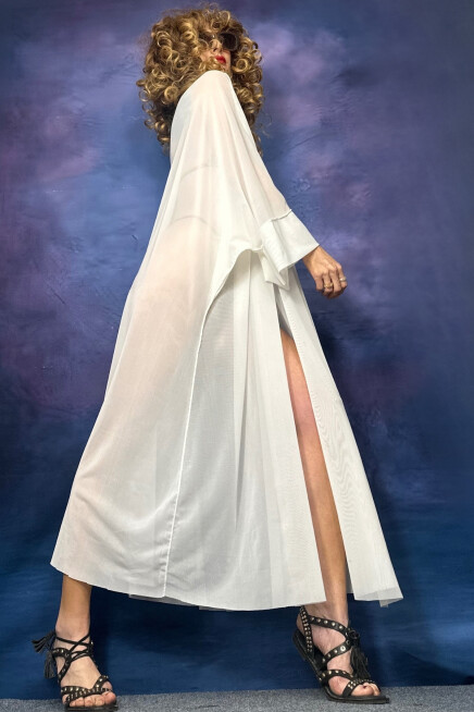 EKRU TÜL PLAJ  KİMONO HIRKA