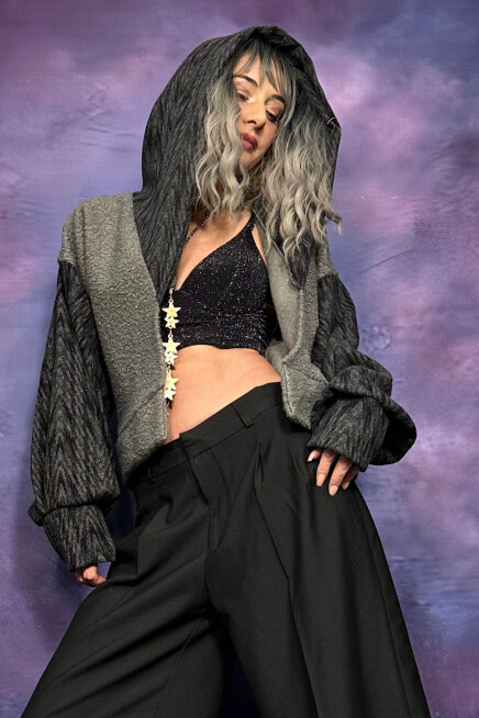 KAPŞONLU BUKLET MİNİ CEKET