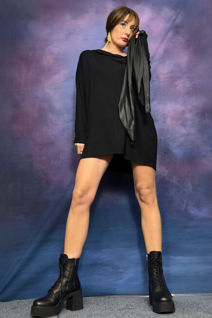 OMUZ DETAY TRİKO ELBİSE 