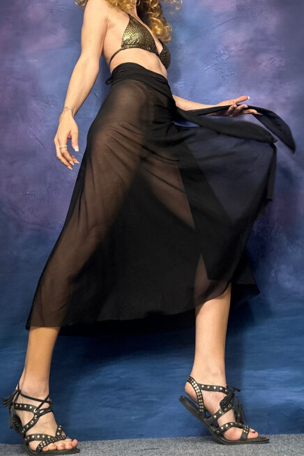 SİYAH DEGRADE TÜL PAREO PLAJ